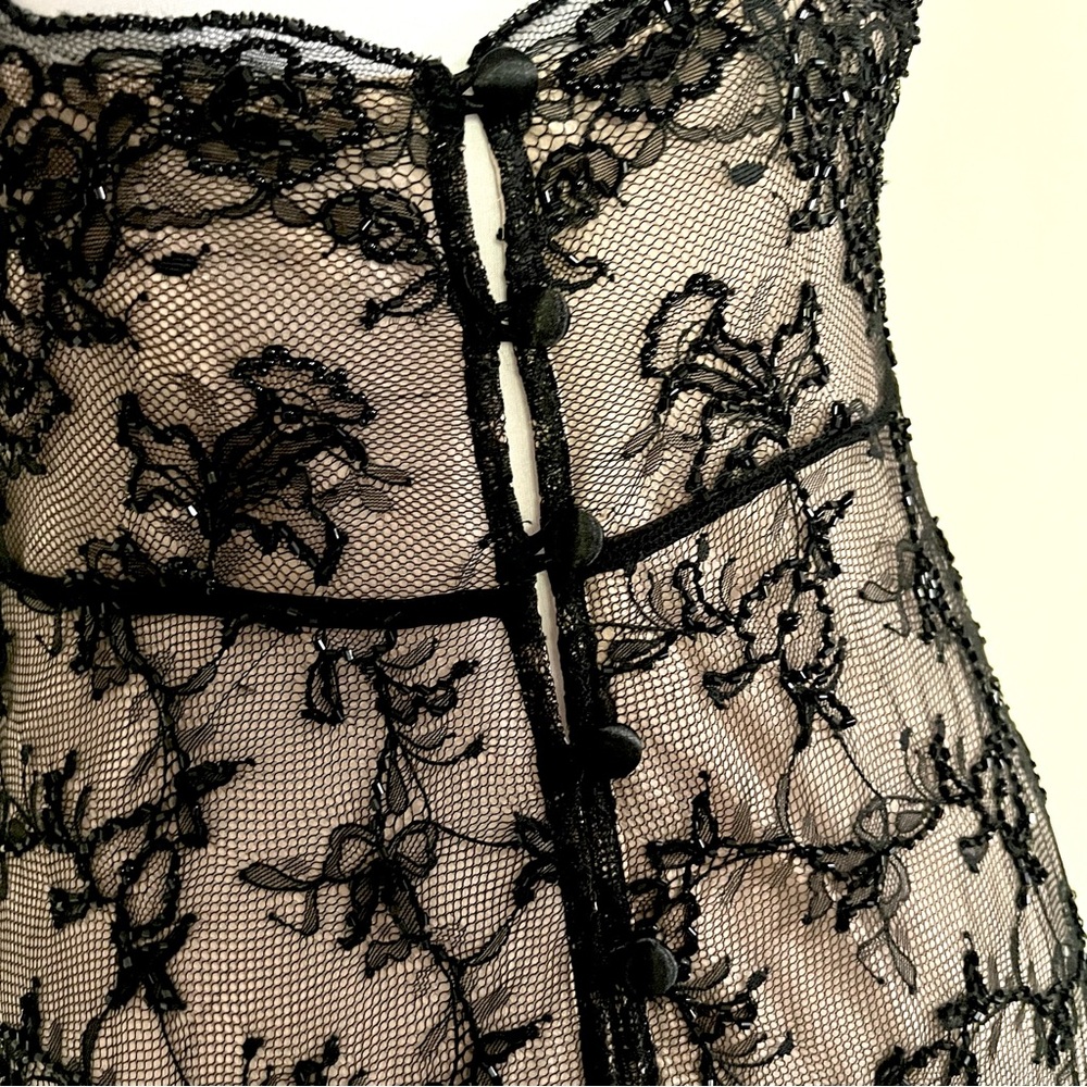 VTG 80’ Victoria's Secret Black Lace Maxi Babydoll slip Dress gothic Victorian M - Picture 8 of 10
